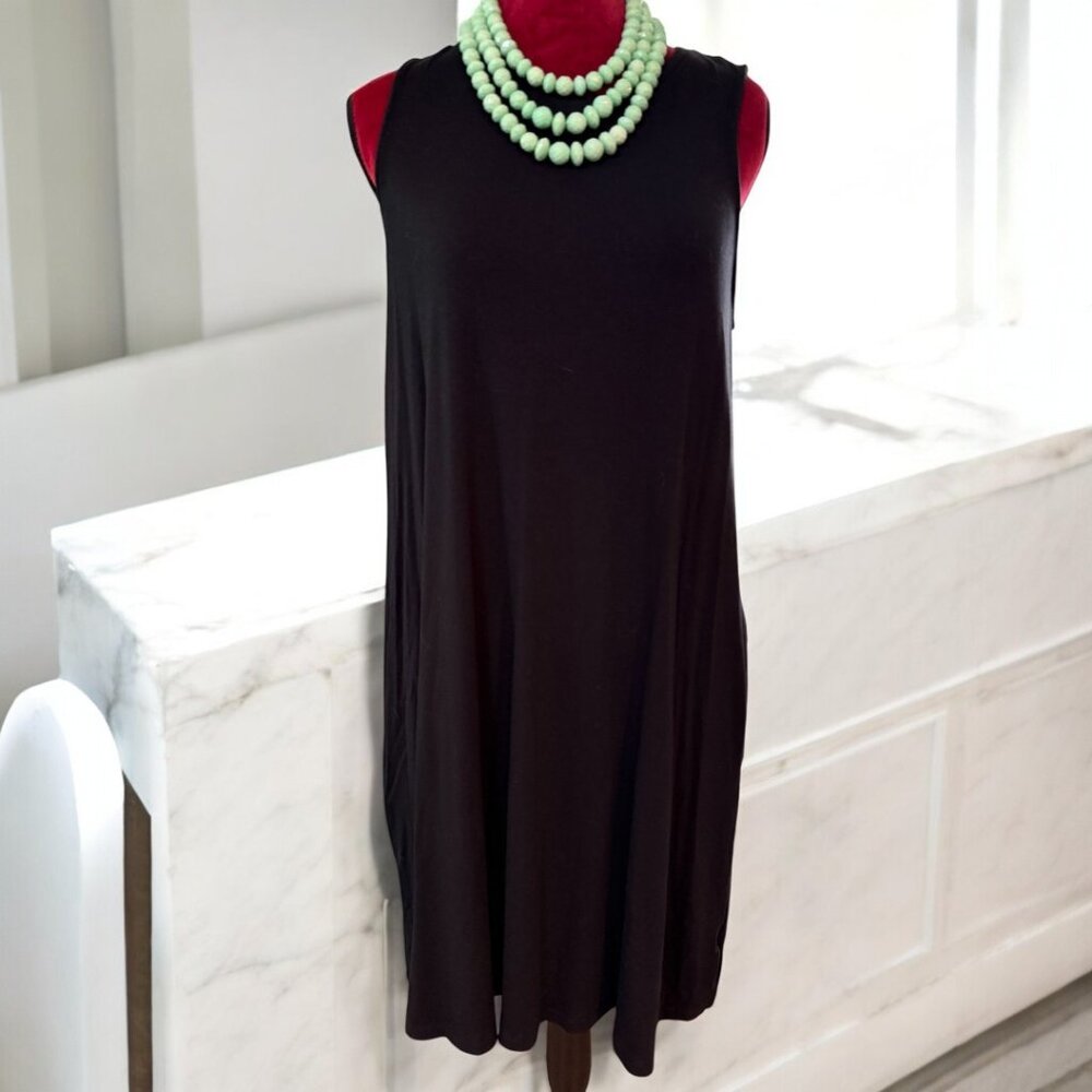 NWOT Black Time and Tru Timeless Sleeveless Dress - Size L (12-14) POCKETS!